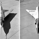 YF-102 (left) and YF-102A, showing redesigned area rule fuselage with tapered waist (NASA)